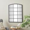 imageDeco 79 Metal Room Wall Mirror Arched Window Pane Inspired Entryway Mirror with Black Frame Wall Mounted Mirror 30quot x 1quot x 40quot Black