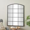 imageDeco 79 Metal Room Wall Mirror Arched Window Pane Inspired Entryway Mirror with Black Frame Wall Mounted Mirror 36quot x 1quot x 48quot Black