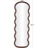 imageDeco 79 Wood Handmade Room Wall Mirror Wavy Entryway Mirror Wall Mounted Mirror 16quot x 1quot x 47quot Dark BrownDark Brown
