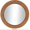 imageDeco 79 Wood Room Wall Mirror Fluted Entryway Mirror with Scalloped Edge Wall Mounted Mirror 43quot x 1quot x 43quot Brown
