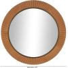 imageDeco 79 Wood Room Wall Mirror Fluted Entryway Mirror with Scalloped Edge Wall Mounted Mirror 43quot x 1quot x 43quot Brown
