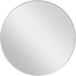 imageDeco 79 Contemporary Wood Round Wall Mirror 30quot x 1quot x 30quot White