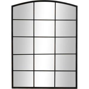 imageDeco 79 Metal Room Wall Mirror Arched Window Pane Inspired Entryway Mirror with Black Frame Wall Mounted Mirror 30quot x 1quot x 40quot Black