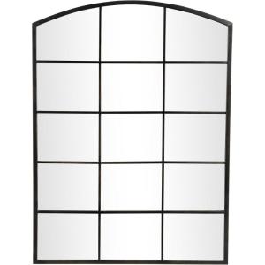 imageDeco 79 Metal Room Wall Mirror Arched Window Pane Inspired Entryway Mirror with Black Frame Wall Mounted Mirror 36quot x 1quot x 48quot Black