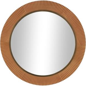 imageDeco 79 Wood Room Wall Mirror Fluted Entryway Mirror with Scalloped Edge Wall Mounted Mirror 43quot x 1quot x 43quot Brown