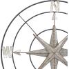 imageDeco 79 Metal Compass Home Wall Decor Indoor Outdoor Wall Sculpture with Distressed Copper Like Finish Wall Art 32quot x 2quot x 32quot GrayGray