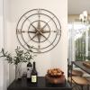 imageDeco 79 Metal Compass Home Wall Decor Indoor Outdoor Wall Sculpture with Distressed Copper Like Finish Wall Art 32quot x 2quot x 32quot GrayGray