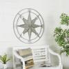 imageDeco 79 Metal Compass Home Wall Decor Indoor Outdoor Wall Sculpture with Distressed Copper Like Finish Wall Art 32quot x 2quot x 32quot GraySilver