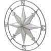 imageDeco 79 Metal Compass Home Wall Decor Indoor Outdoor Wall Sculpture with Distressed Copper Like Finish Wall Art 32quot x 2quot x 32quot GraySilver