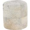 imageDeco 79 Leather Handmade Stool with Patchwork Pattern 16quot x 16quot x 16quot GrayGrey