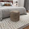 imageDeco 79 Leather Handmade Stool with Patchwork Pattern 16quot x 16quot x 16quot GrayGrey