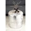 imageDeco 79 Leather Handmade Stool with Patchwork Pattern 16quot x 16quot x 16quot GraySilver