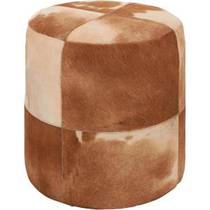 imageDeco 79 Leather Handmade Stool with Patchwork Pattern 16quot x 16quot x 16quot GrayBrown