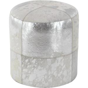 imageDeco 79 Leather Handmade Stool with Patchwork Pattern 16quot x 16quot x 16quot GraySilver