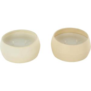 imageDeco 79 Metal Decorative Candle Fresh CottonWhite Tea ampamp Ginger Scented Textured 9oz 2 Wick Aromatherapy Candle with White Wax Set of 2 Wax Aromatherapy Candle 4quot W 2quot H Multi ColoredBeige