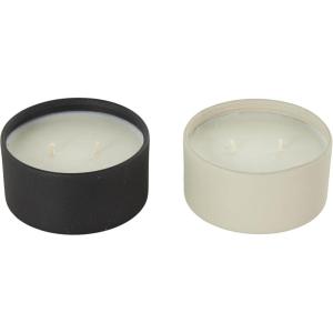 imageDeco 79 Metal Decorative Candle Fresh CottonWhite Tea ampamp Ginger Scented Textured 9oz 2 Wick Aromatherapy Candle with White Wax Set of 2 Wax Aromatherapy Candle 4quot W 2quot H Multi ColoredMulti Colored