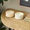 imageDeco 79 Metal Decorative Candle Fresh CottonWhite Tea ampamp Ginger Scented Textured 9oz 2 Wick Aromatherapy Candle with White Wax Set of 2 Wax Aromatherapy Candle 4quot W 2quot H Multi ColoredMulti Colored