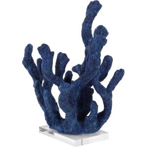 imageDeco 79 Polystone Coral Decorative Sculpture Textured Porous Home Decor Statue with Acrylic Base Accent Figurine 10quot x 9quot x 13quot BlueBlue