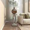imageDeco 79 Glass Mirrored Pedestal Table 12 x 12 x 28 Silver