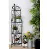 imageDeco 79 Metal Scroll Bakers Rack Indoor Outdoor Arched Tall Folding Corner 4 Shelf  17quot x 11quot x 60quot Black17 x 11 x 60