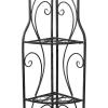 imageDeco 79 Metal Scroll Bakers Rack Indoor Outdoor Arched Tall Folding Corner 4 Shelf  17quot x 11quot x 60quot Black17 x 11 x 60