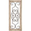 imageDeco 79 Wood Scroll Home Wall Decor Small Panel Wall Sculpture with Black Metal Scrollwork Wall Art 10quot x 1quot x 25quot White