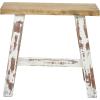 imageDeco 79 Wood Stool with Brown Wood Top 14quot x 14quot x 18quot WhiteBrown