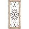 imageDeco 79 Wood Scroll Home Wall Decor Small Panel Wall Sculpture with Black Metal Scrollwork Wall Art 10quot x 1quot x 25quot White
