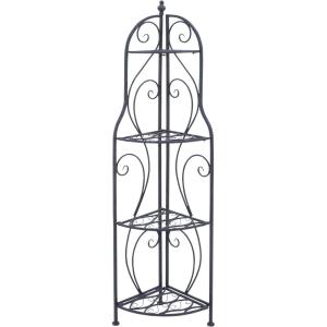 imageDeco 79 Metal Scroll Bakers Rack Indoor Outdoor Arched Tall Folding Corner 4 Shelf  17quot x 11quot x 60quot Black17 x 11 x 60