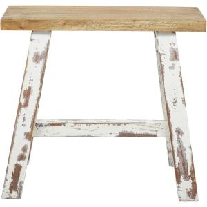 imageDeco 79 Wood Stool with Brown Wood Top 14quot x 14quot x 18quot WhiteBrown