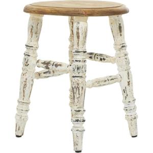 imageDeco 79 Wood Stool with Brown Wood Top 14quot x 14quot x 18quot WhiteWhite