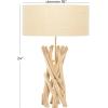 imageDeco 79 Driftwood Handmade Room Table Lamp Accent Lamp with Cream Linen Shade Lamp 16quot x 16quot x 24quot Light Brown16 x 16 x 24