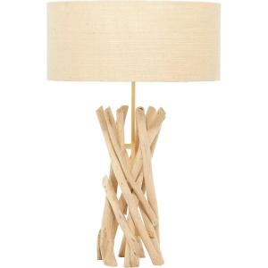 imageDeco 79 Driftwood Handmade Room Table Lamp Accent Lamp with Cream Linen Shade Lamp 16quot x 16quot x 24quot Light Brown16 x 16 x 24