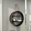 imageDeco 79 Metal Round 2 Shelves Wall Shelf with Hanging Rope 24quot x 6quot x 24quot Black