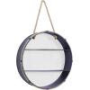 imageDeco 79 Metal Round 2 Shelves Wall Shelf with Hanging Rope 24quot x 6quot x 24quot Black