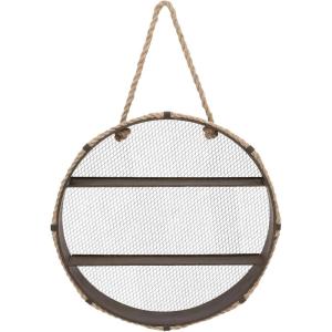 imageDeco 79 Metal Round 2 Shelves Wall Shelf with Hanging Rope 24quot x 6quot x 24quot Black