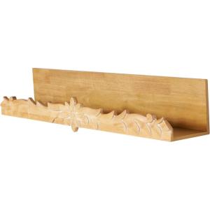 imageDeco 79 Wooden Floral Wall Shelf with Carved Scroll Lip 30quot x 6quot x 6quot Light BrownLight Brown