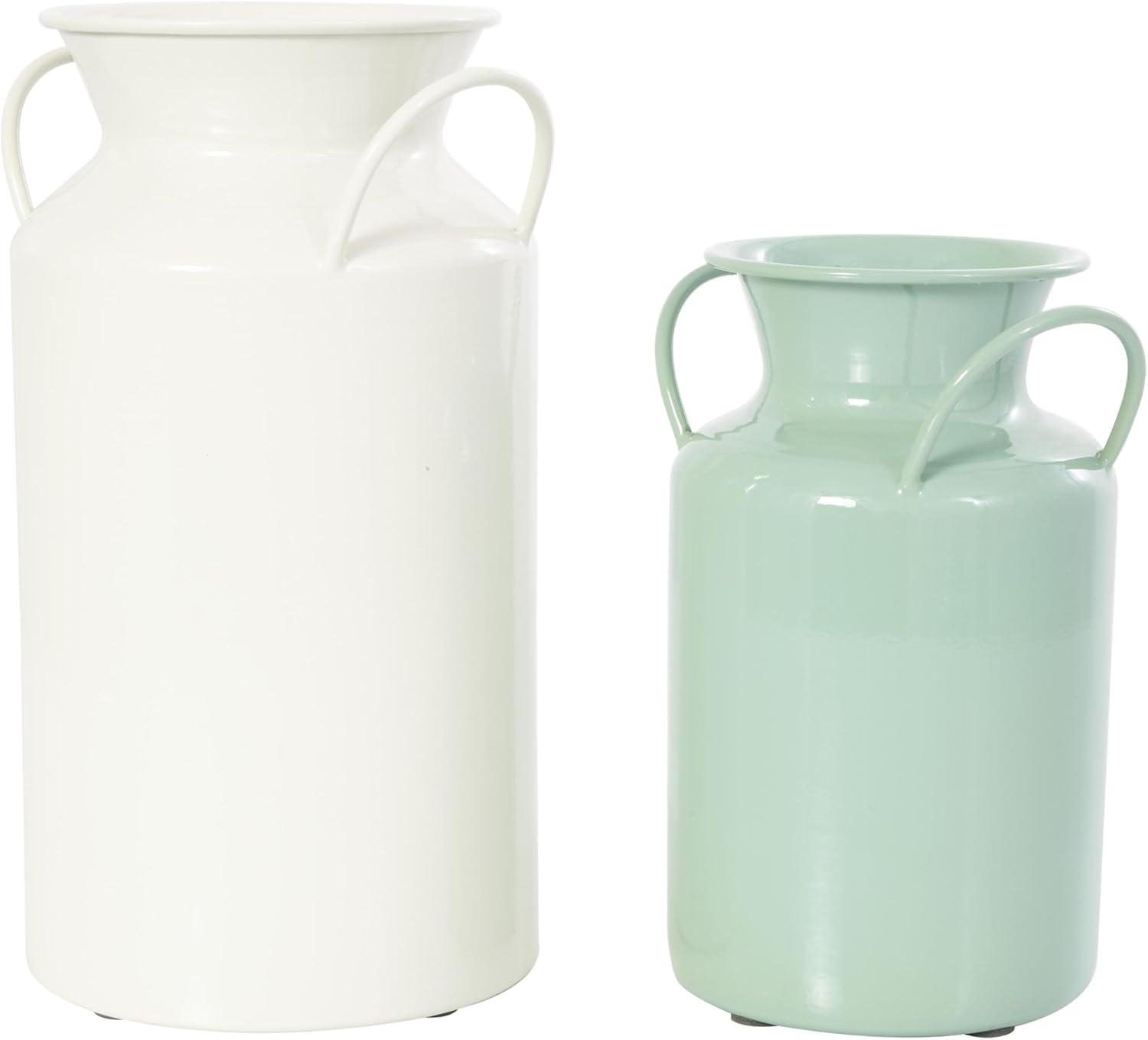 imageDeco 79 Metal Decorative Vase Jug Centerpiece Vases with Handles Set of 2 Flower Vases for Home Decoration 10quot 8quot H Multi ColoredTeal