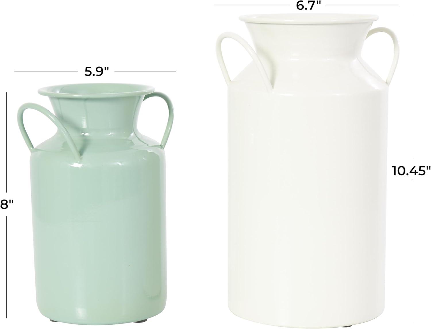 imageDeco 79 Metal Decorative Vase Jug Centerpiece Vases with Handles Set of 2 Flower Vases for Home Decoration 10quot 8quot H Multi ColoredTeal