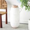 imageDeco 79 Metal Decorative Vase Antique Style Centerpiece Vase with Terracotta Accents and Handles Flower Vase for Home Decoration 16quot x 12quot x 28quot WhiteLARGE SIZE
