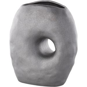 imageDeco 79 Ceramic Abstract Decorative Vase Textured Centerpiece Vase with Cutout Center Flower Vase for Home Decoration 9quot x 5quot x 15quot WhiteGray