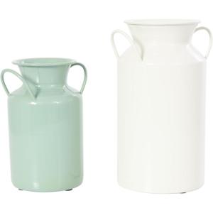 imageDeco 79 Metal Decorative Vase Jug Centerpiece Vases with Handles Set of 2 Flower Vases for Home Decoration 10quot 8quot H Multi ColoredTeal