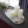 imageDeco 79 Marble Oval Tray with Gold Twisted Leaf Handles 20quot x 10quot x 2quot White