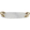 imageDeco 79 Marble Oval Tray with Gold Twisted Leaf Handles 20quot x 10quot x 2quot White