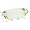 imageDeco 79 Marble Oval Tray with Gold Twisted Leaf Handles 20quot x 10quot x 2quot White