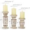 imageDeco 79 Wood Handmade Decorative Candle Holder Candle Stand with Carved Designs Set of 3 Candlestick Holder 6 8 10H WhiteWhite