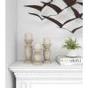 imageDeco 79 Wood Handmade Decorative Candle Holder Candle Stand with Carved Designs Set of 3 Candlestick Holder 6 8 10H WhiteWhite