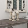 imageDeco 79 Wood Handmade Decorative Candle Holder Candle Stand with Carved Designs Set of 3 Candlestick Holder 6 8 10H WhiteWhite