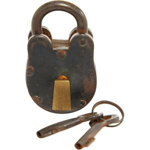 imageDeco 79 Brass Metal Lock And Key 1quot x 3quot x 2quot Dark Gray2 x 3 x 2