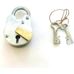 imageDeco 79 Brass Metal Lock And Key 1quot x 3quot x 2quot Dark Gray3 x 3 x 4